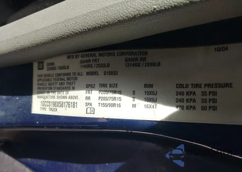 2005 Chevrolet Colorado from USA, damaged, VIN 1GCCS198X58176181